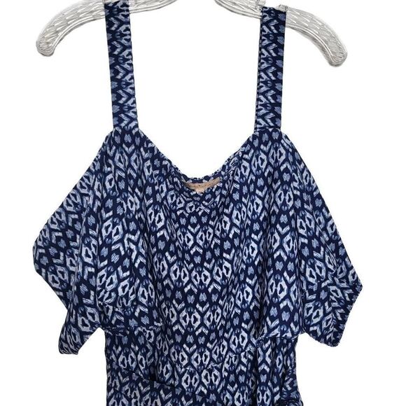 Gibson Latimer Cold Shoulder Tie Belt Blue Maxi Dress Size 1X - Picture 3 of 10